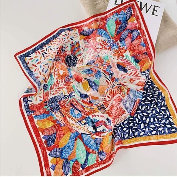 Bright Pattern Mulberry Silk Neck Scarf main image 7